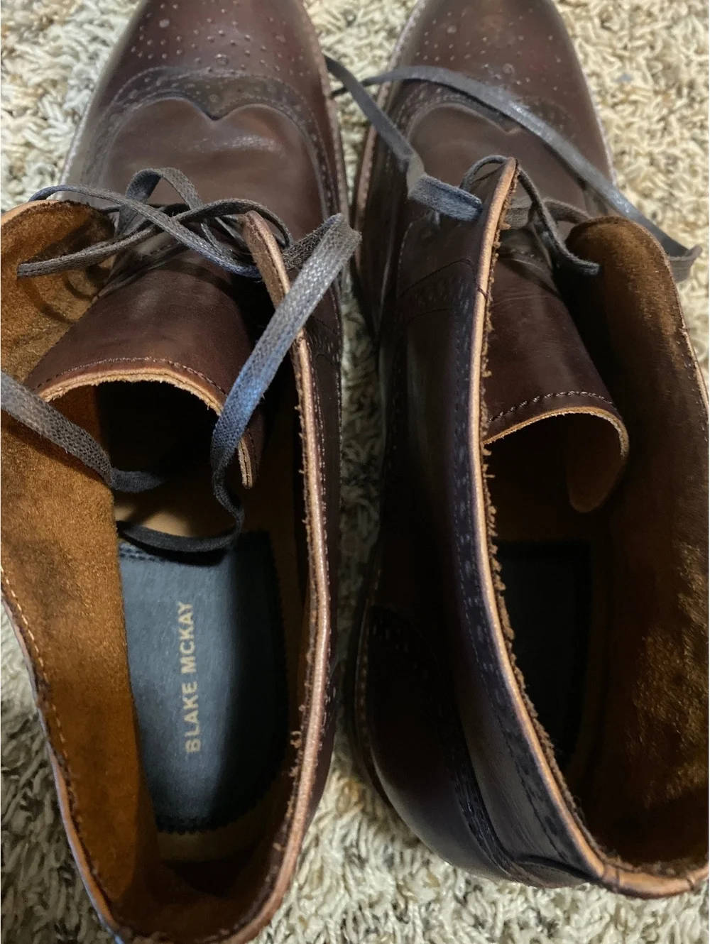 Blake Mckay Leather Wingtip Oxfords Mens Dark Brown